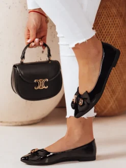 Baleriny>Dstreet Baleriny damskie na płaskim obcasie TEDBOW czarne ZY0766