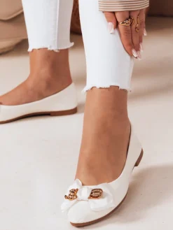 Baleriny>Dstreet Baleriny damskie na płaskim obcasie TEDBOW białe ZY0768