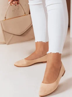 Baleriny>Dstreet Baleriny damskie zamszowe na płaskim obcasie GLAMINO beżowe ZY0765