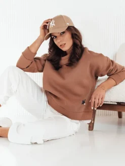 Bluzy Damskie>Dstreet Bluza damska BIFAL kamelowa BY1256