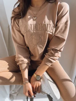 Bluzy Damskie>Dstreet Bluza damska CALIFORNIA DREAM beżowa BY1194