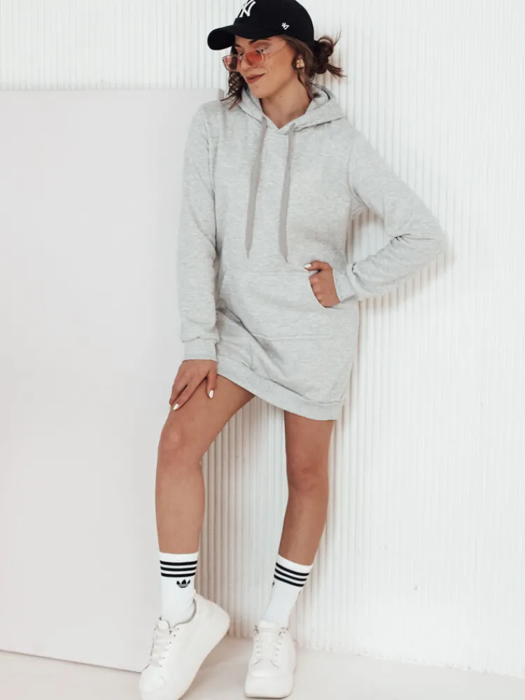 Bluzy Damskie>Dstreet Bluza damska długa z kapturem oversize TIMMY jasnoszara EY1932
