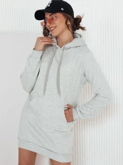 Bluzy Damskie>Dstreet Bluza damska długa z kapturem oversize TIMMY jasnoszara EY1932