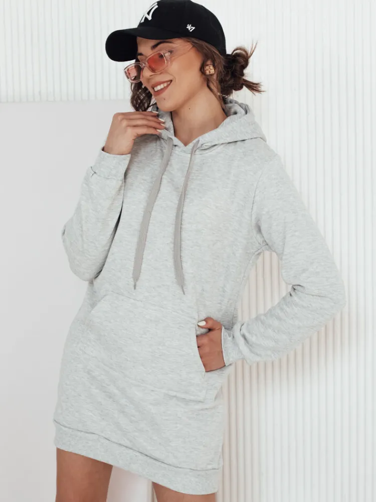 Bluzy Damskie>Dstreet Bluza damska długa z kapturem oversize TIMMY jasnoszara EY1932