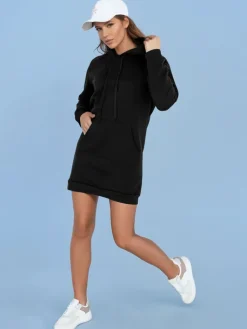 Bluzy Damskie>Dstreet Bluza damska długa z kapturem oversize TIMMY czarna EY2558
