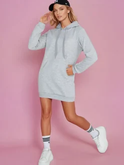 Bluzy Damskie>Dstreet Bluza damska długa z kapturem oversize TIMMY jasnoszara EY2559