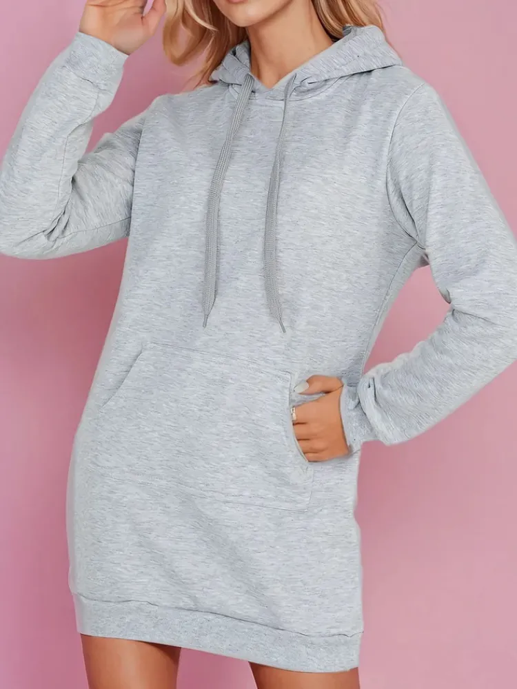 Bluzy Damskie>Dstreet Bluza damska długa z kapturem oversize TIMMY jasnoszara EY2559