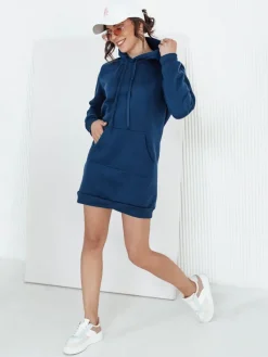 Bluzy Damskie>Dstreet Bluza damska długa z kapturem oversize TIMMY ciemnoniebieska EY1930