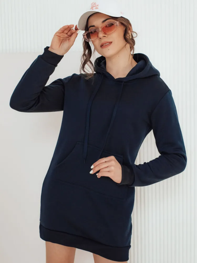 Bluzy Damskie>Dstreet Bluza damska długa z kapturem oversize TIMMY granatowa EY1936