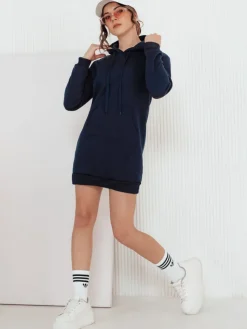 Bluzy Damskie>Dstreet Bluza damska długa z kapturem oversize TIMMY granatowa EY1936