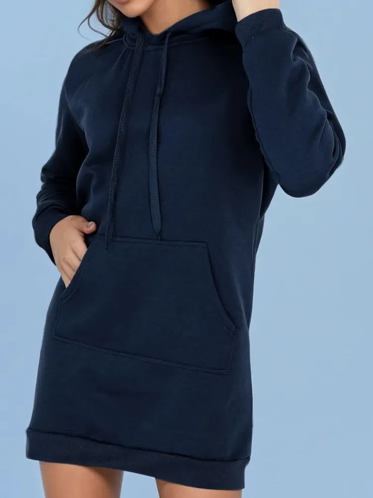 Bluzy Damskie>Dstreet Bluza damska długa z kapturem oversize TIMMY granatowa EY2563