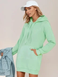 Bluzy Damskie>Dstreet Bluza damska długa z kapturem oversize TIMMY miętowa EY2561