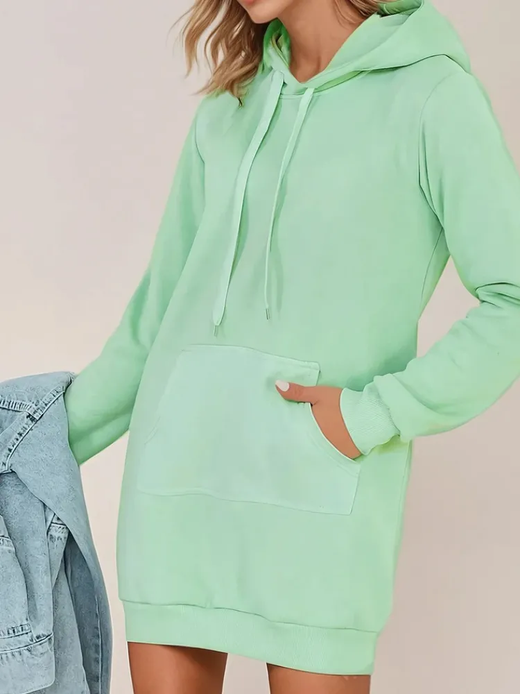 Bluzy Damskie>Dstreet Bluza damska długa z kapturem oversize TIMMY miętowa EY2561