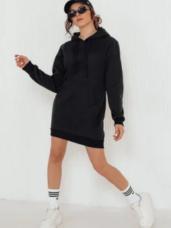 Bluzy Damskie>Dstreet Bluza damska długa z kapturem oversize TIMMY czarna EY1931