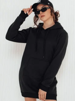 Bluzy Damskie>Dstreet Bluza damska długa z kapturem oversize TIMMY czarna EY1931