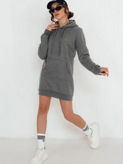 Bluzy Damskie>Dstreet Bluza damska długa z kapturem oversize TIMMY ciemnoszara EY1938