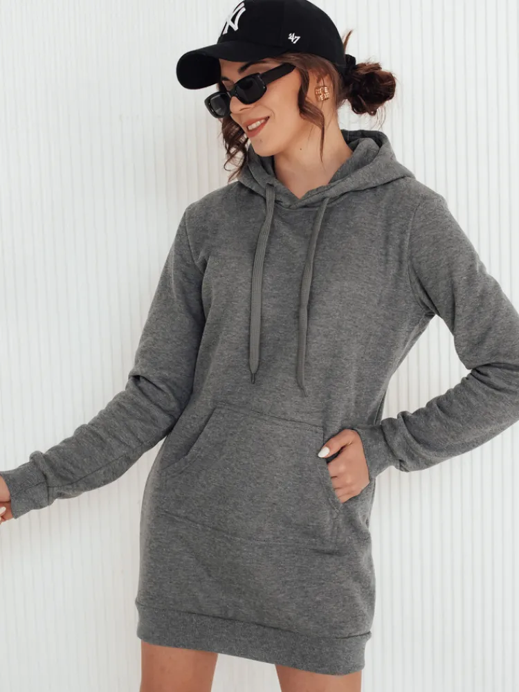 Bluzy Damskie>Dstreet Bluza damska długa z kapturem oversize TIMMY ciemnoszara EY1938