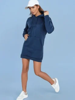 Bluzy Damskie>Dstreet Bluza damska długa z kapturem oversize TIMMY ciemnoniebieska EY2557
