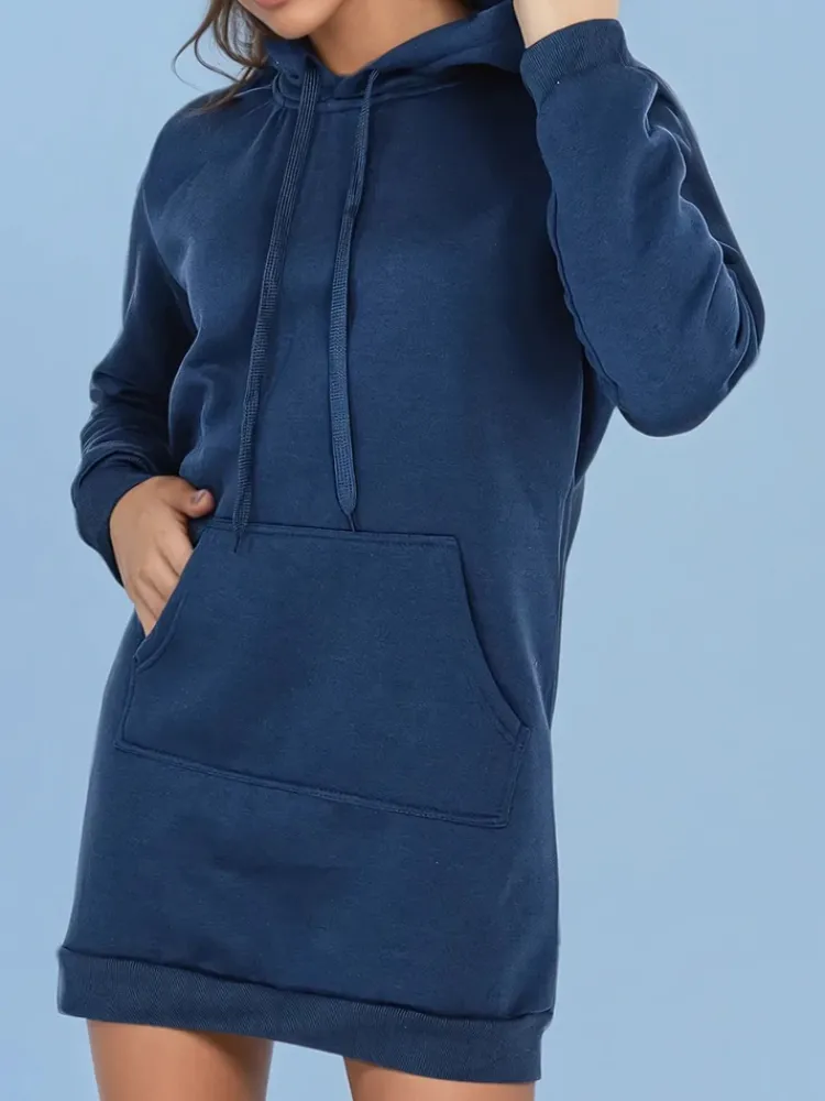 Bluzy Damskie>Dstreet Bluza damska długa z kapturem oversize TIMMY ciemnoniebieska EY2557