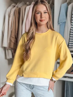 Bluzy Damskie>Dstreet Bluza damska oversize LUZZIO żółta BY1380