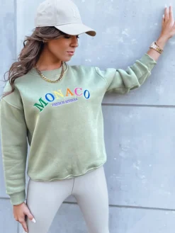 Bluzy Damskie>Dstreet Bluza damska oversize MONACO ciemnozielona BY1233