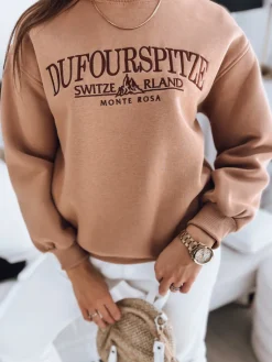 Bluzy Damskie>Dstreet Bluza damska oversize MONTE ROSA kamelowa BY1159