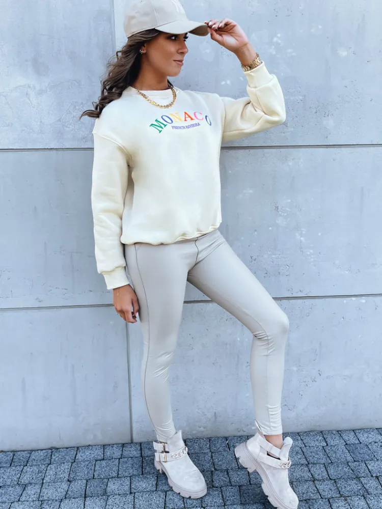 Bluzy Damskie>Dstreet Bluza damska oversize MONACO kremowa BY1232
