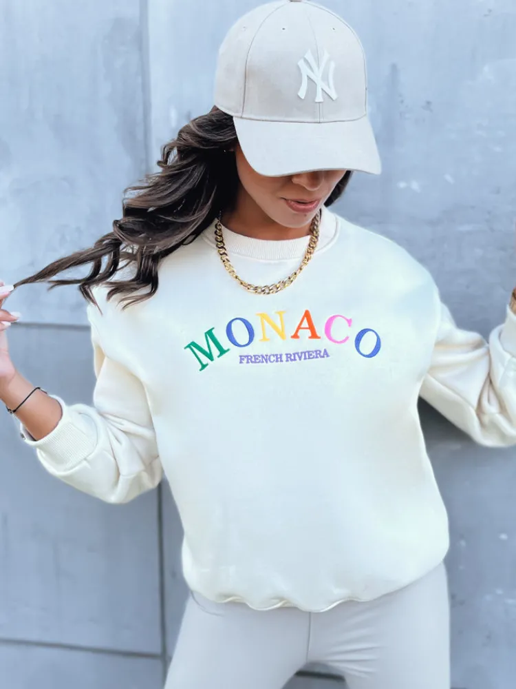 Bluzy Damskie>Dstreet Bluza damska oversize MONACO kremowa BY1232