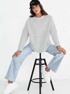 Bluzy Damskie>Dstreet Bluza damska oversize PEILLE biała RY2364