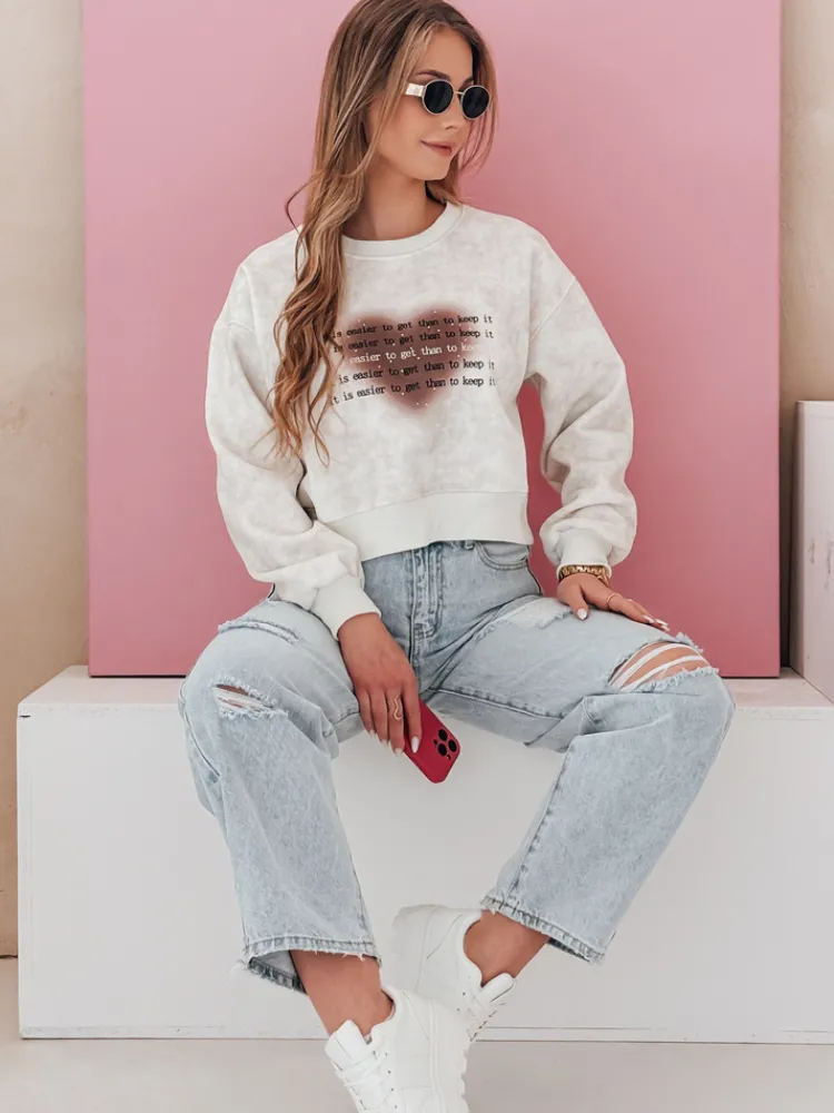 Bluzy Damskie>Dstreet Bluza damska oversize tie-dye z sercem DESSER szara BY1466