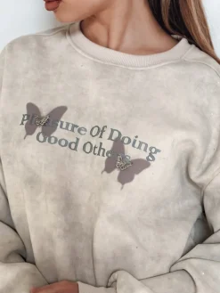 Bluzy Damskie>Dstreet Bluza damska oversize tie-dye w motyle SPARKI szara BY1406