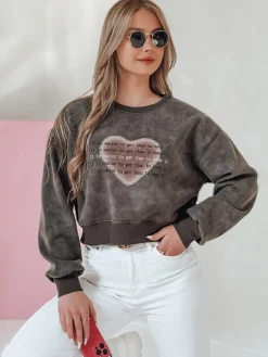 Bluzy Damskie>Dstreet Bluza damska oversize tie-dye z sercem DESSER grafitowa BY1464