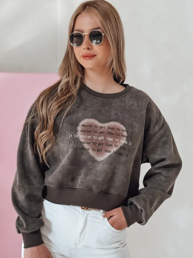 Bluzy Damskie>Dstreet Bluza damska oversize tie-dye z sercem DESSER grafitowa BY1464