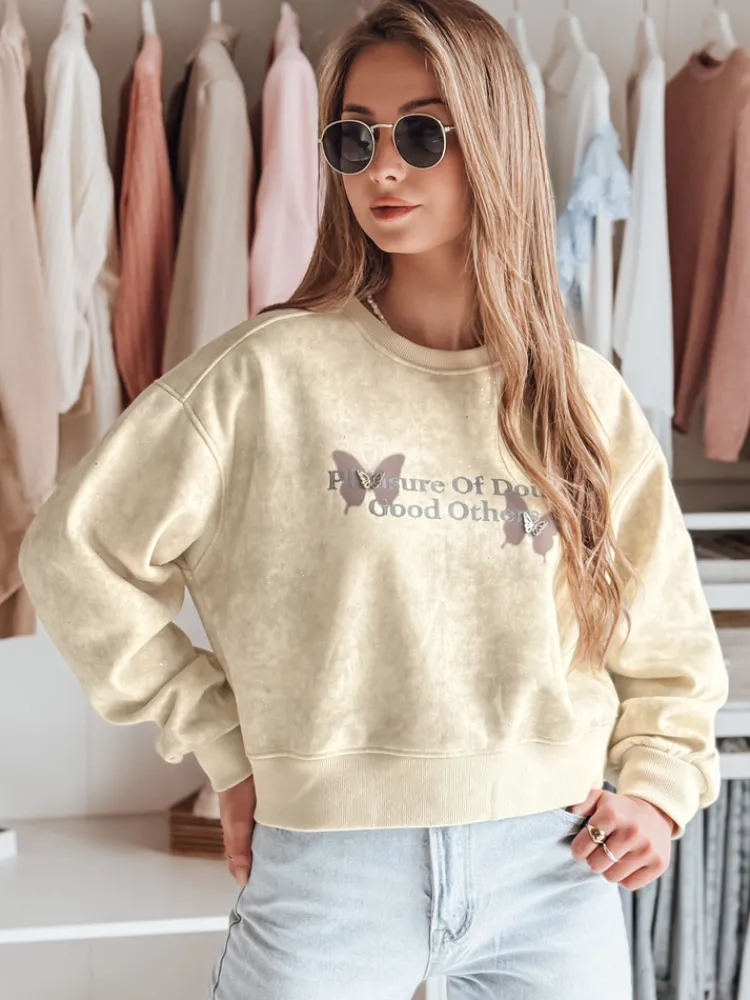 Bluzy Damskie>Dstreet Bluza damska oversize tie-dye w motyle SPARKI ecru BY1404