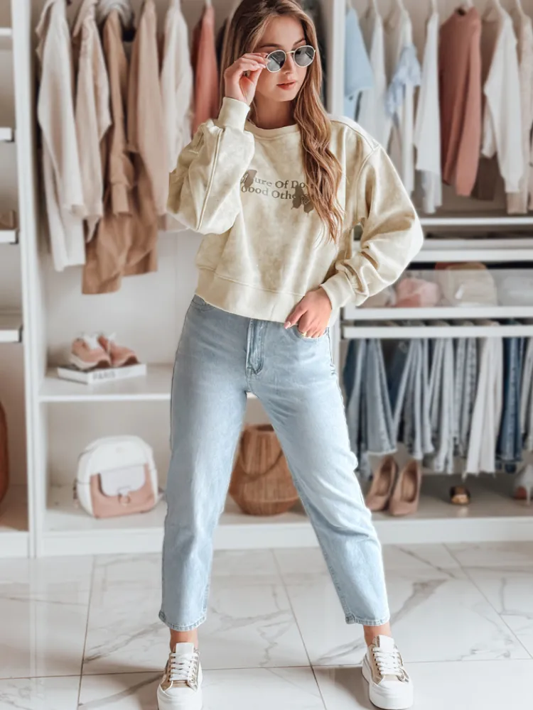 Bluzy Damskie>Dstreet Bluza damska oversize tie-dye w motyle SPARKI ecru BY1404