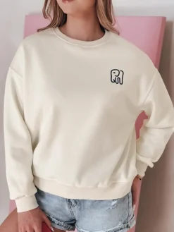 Bluzy Damskie>Dstreet Bluza damska oversize z haftem SOFTSLON ecru BY1433