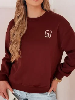 Bluzy Damskie>Dstreet Bluza damska oversize z haftem SOFTSLON bordowa BY1430