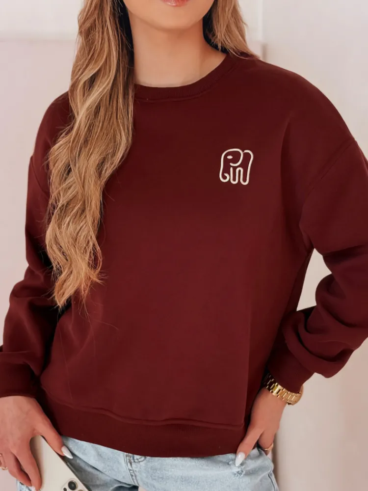 Bluzy Damskie>Dstreet Bluza damska oversize z haftem SOFTSLON bordowa BY1430