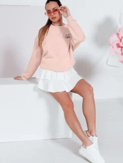 Bluzy Damskie>Dstreet Bluza damska oversize z haftem SOFTSLON różowa BY1432