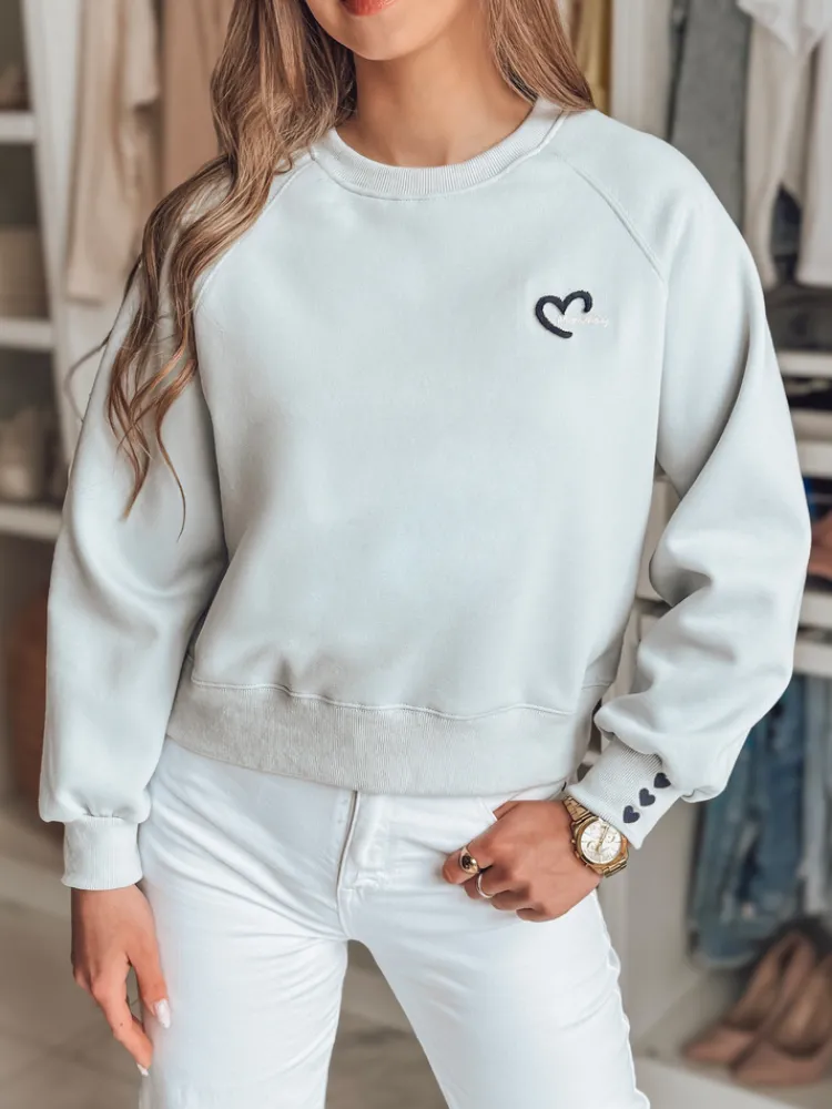 Bluzy Damskie>Dstreet Bluza damska oversize z haftem serc MONLOVE niebieska BY1509