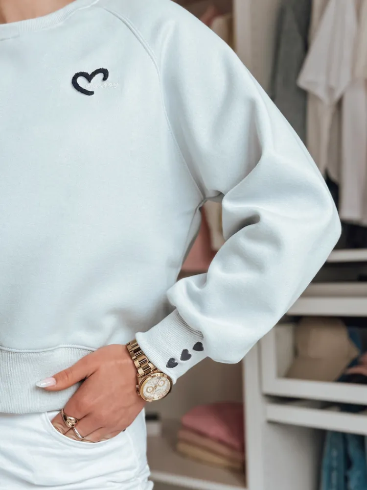 Bluzy Damskie>Dstreet Bluza damska oversize z haftem serc MONLOVE niebieska BY1509