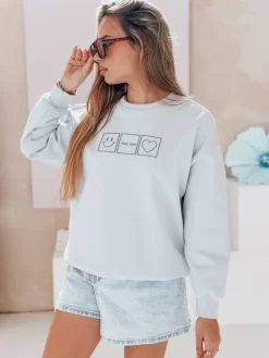 Bluzy Damskie>Dstreet Bluza damska oversize z haftem EASYJOY niebieska BY1516