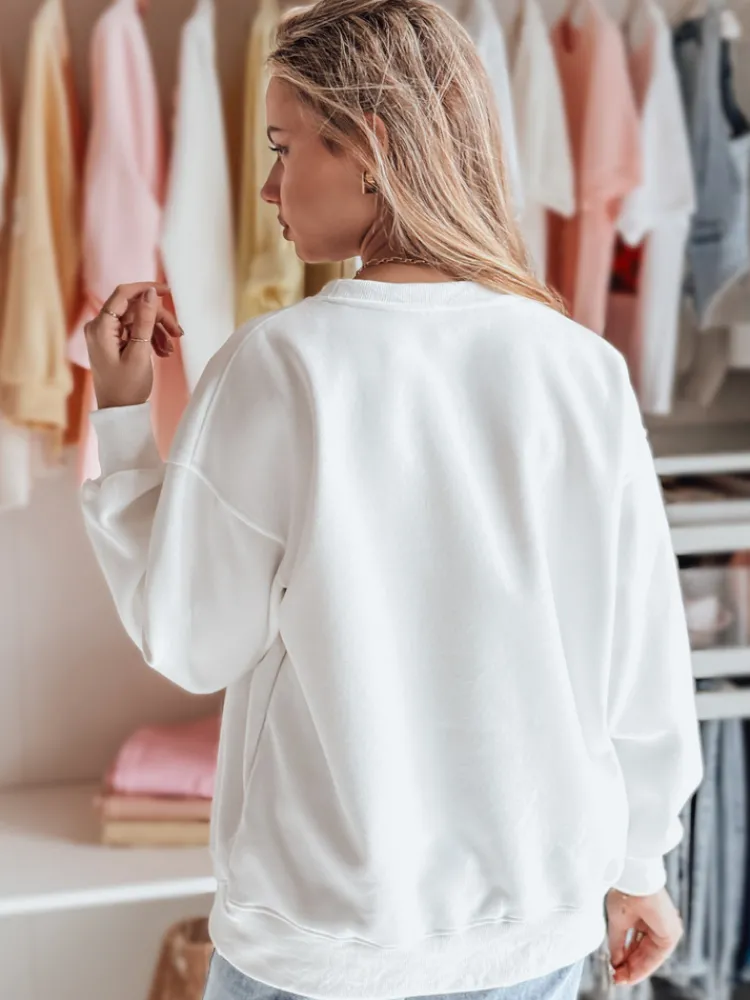 Bluzy Damskie>Dstreet Bluza damska oversize z haftem DOGSWEETY biała BY1478