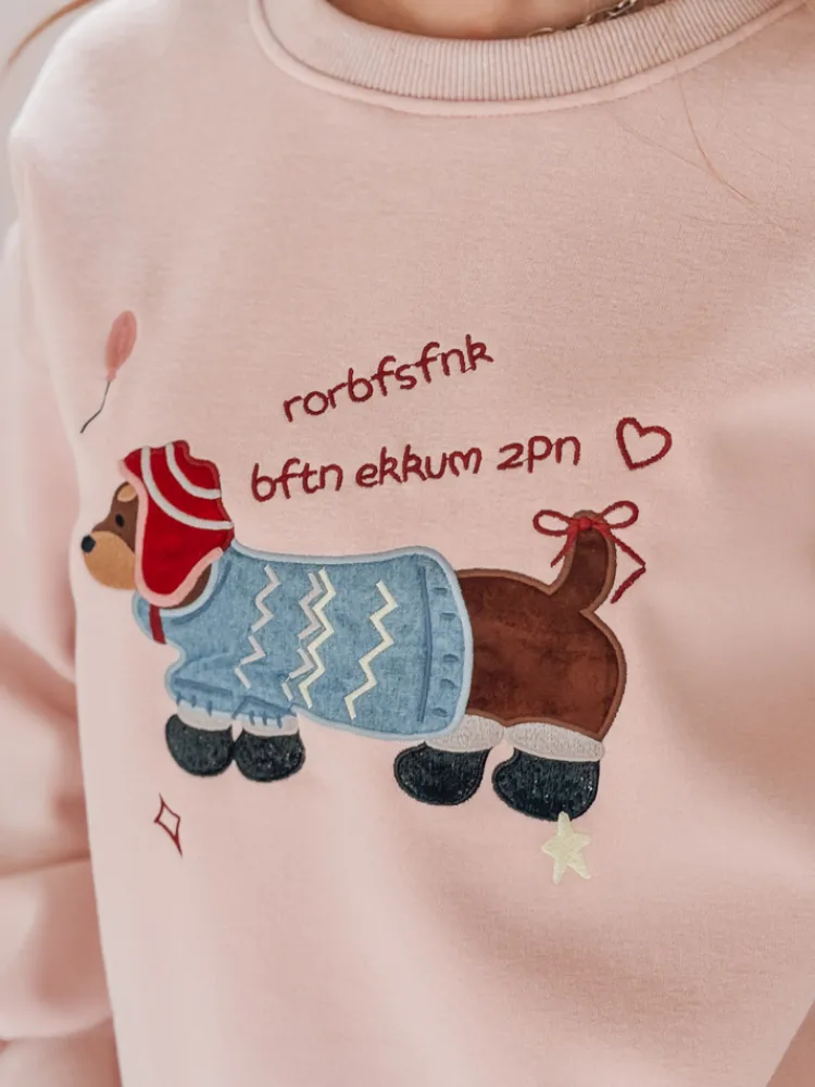 Bluzy Damskie>Dstreet Bluza damska oversize z haftem DOGSWEETY różowa BY1482