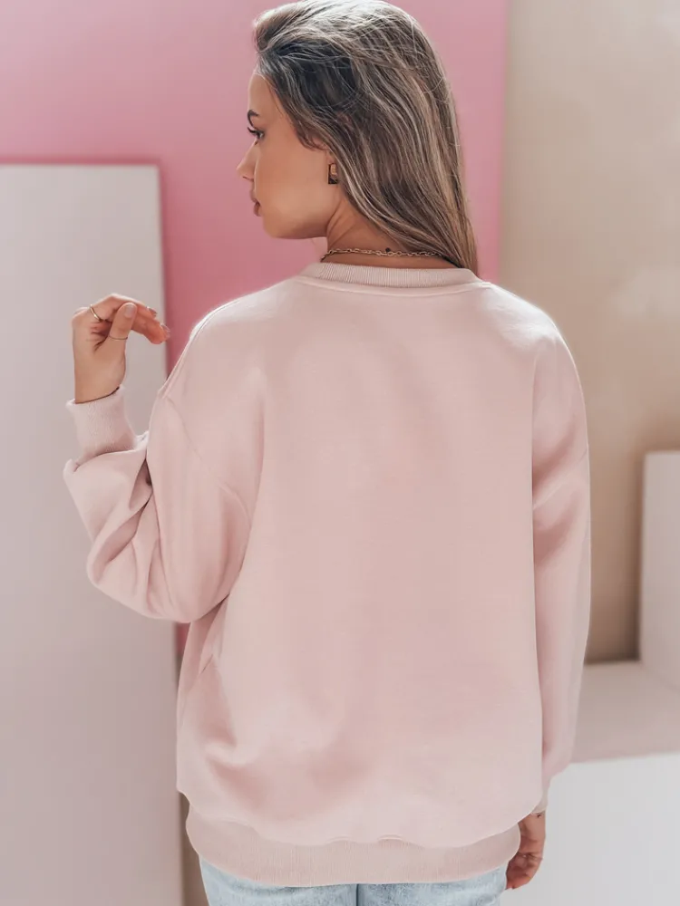 Bluzy Damskie>Dstreet Bluza damska oversize z haftem DOGSWEETY różowa BY1482