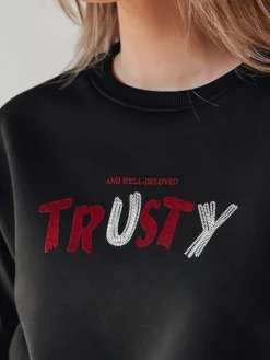 Bluzy Damskie>Dstreet Bluza damska oversize z haftem SOFTRUS czarna BY1408