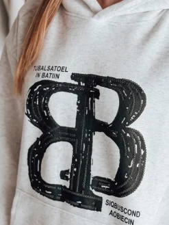 Bluzy Damskie>Dstreet Bluza damska oversize z kapturem LITESSO szara BY1412