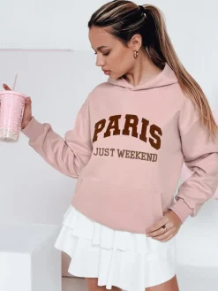 Bluzy Damskie>Dstreet Bluza damska oversize z kapturem PARISSIA różowa BY1455