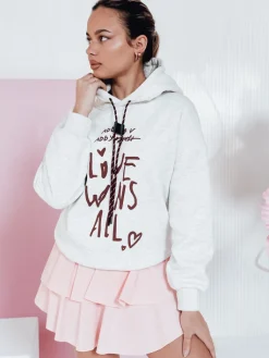 Bluzy Damskie>Dstreet Bluza damska oversize z kapturem LOVEWILL szara BY1468