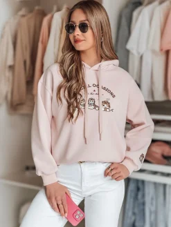 Bluzy Damskie>Dstreet Bluza damska oversize z kapturem SPECIAL KITTY różowa BY1511